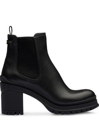 prada cap toe leather ankle boots|prada chunky heel ankle boots.